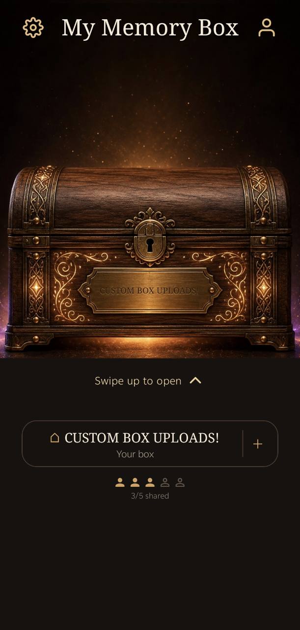 A private custom memory box shared with three of five invited family members